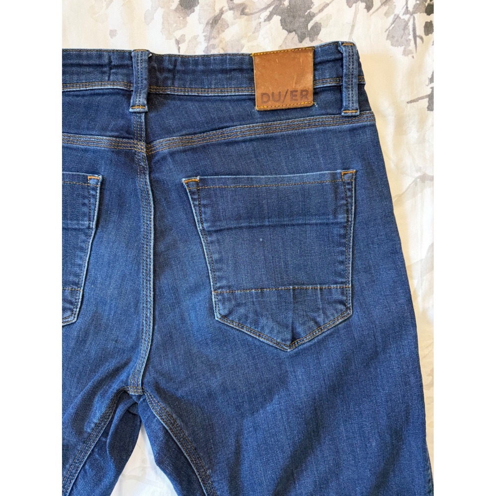 DU/ER L2X Slim Fit Performance Denim Jeans Dark Wash 33x34 Coolmax Stretch